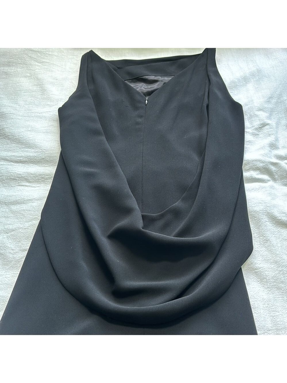 Talbot Runhof Black Cape Ruched Sheath Dress Size 8 - Picture 16 of 16
